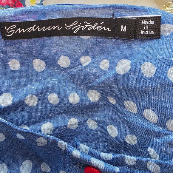 Gudrun Sjöden Women Organic Cotton Polka Dot Button Front Tunic Top‎ Size M Blue - Picture 5 of 6